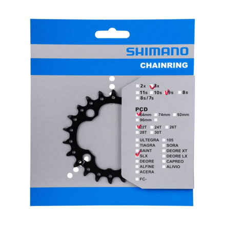SHIMANO Gear 22z. FC-M660/617 SLX/Deore 10 kosov. črna 64 mm