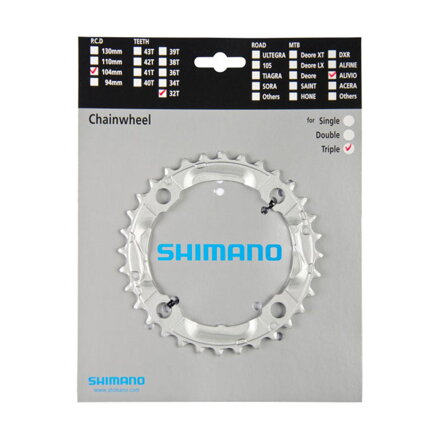 SHIMANO menjalnik 32z. FC-M430 Alivio 9-k. srebro. 104 mm