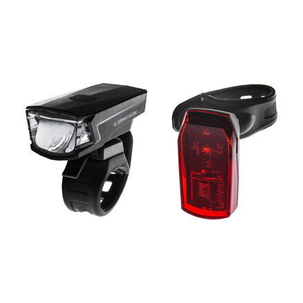 LONGUS Komplet svetilk SINGLE 1+1LED 2f/2f USB/bat črn