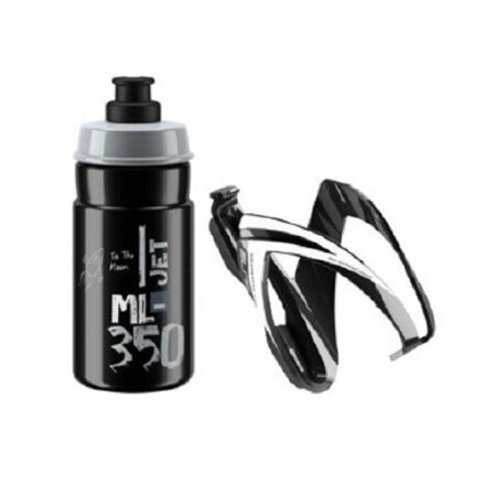 ELITE Steklenička s kompletom košaric CEO sivo-črni logotip, 350 ml